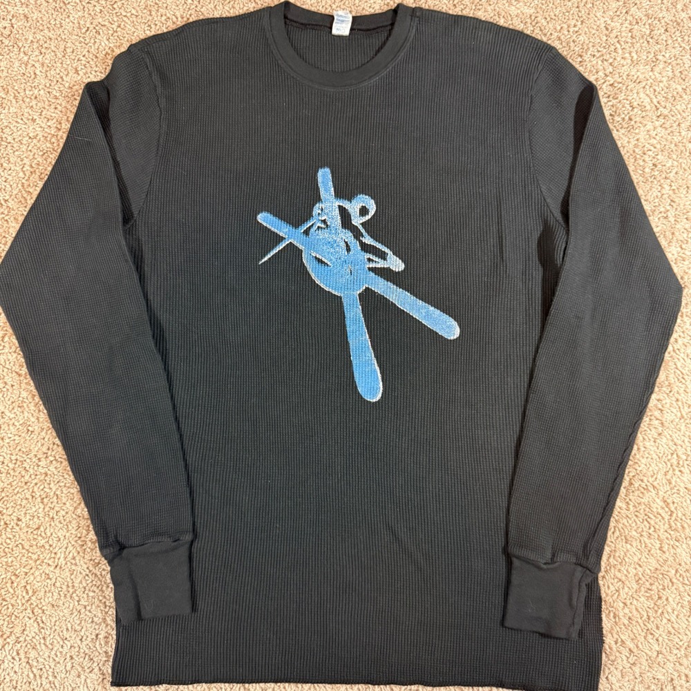 Royal Apparel Thermal Shirt Mens SM Black Fair Skier Graphic Waffle Knit USA